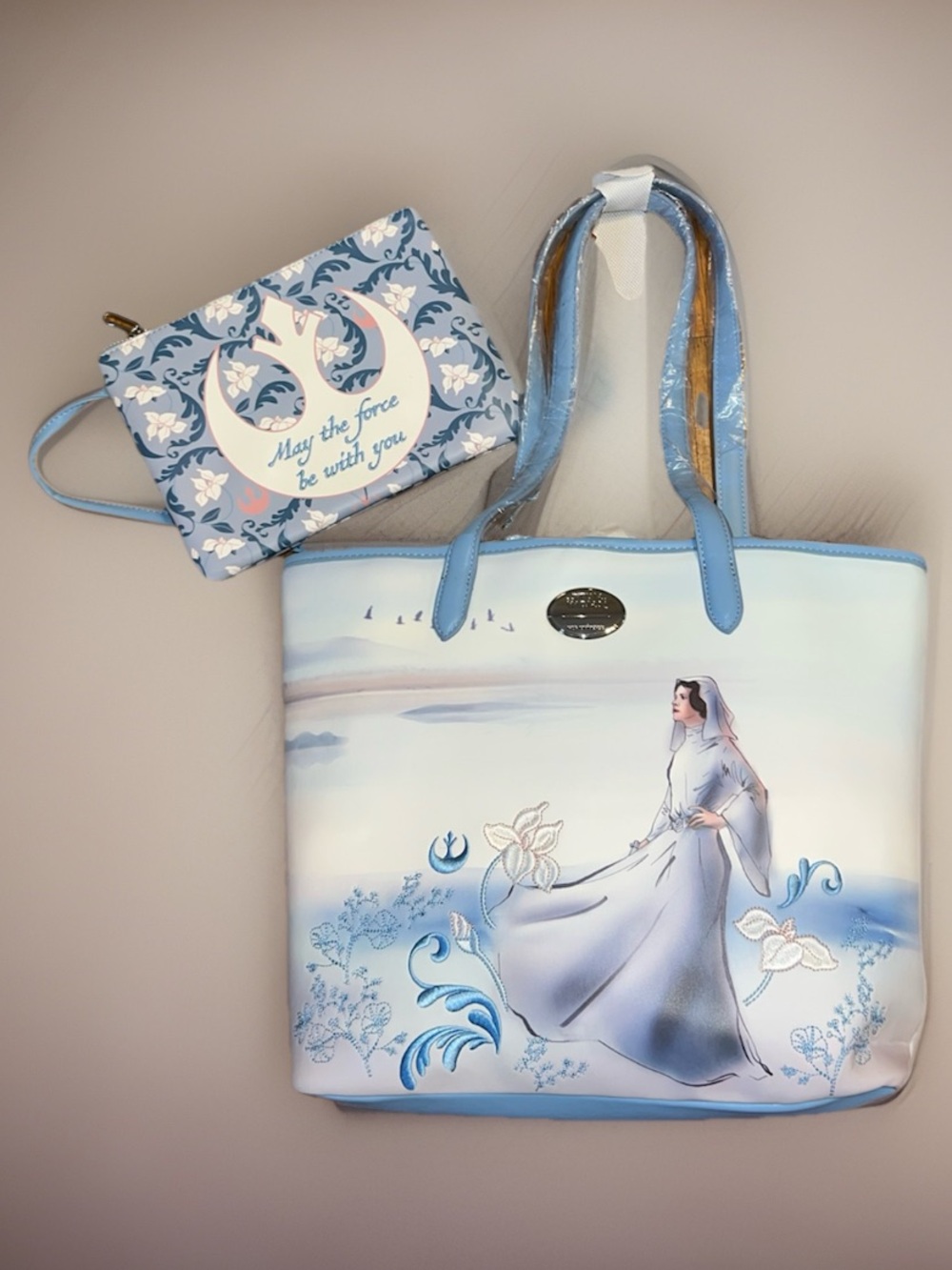 Star Wars Princess Leia Floral Tote Bag with Removable Pouch